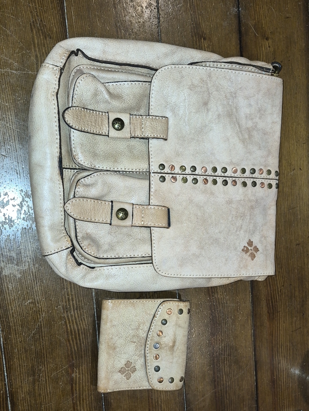 Cream Faux-Leather Women’s Crossbody Bag with Matching Wallet